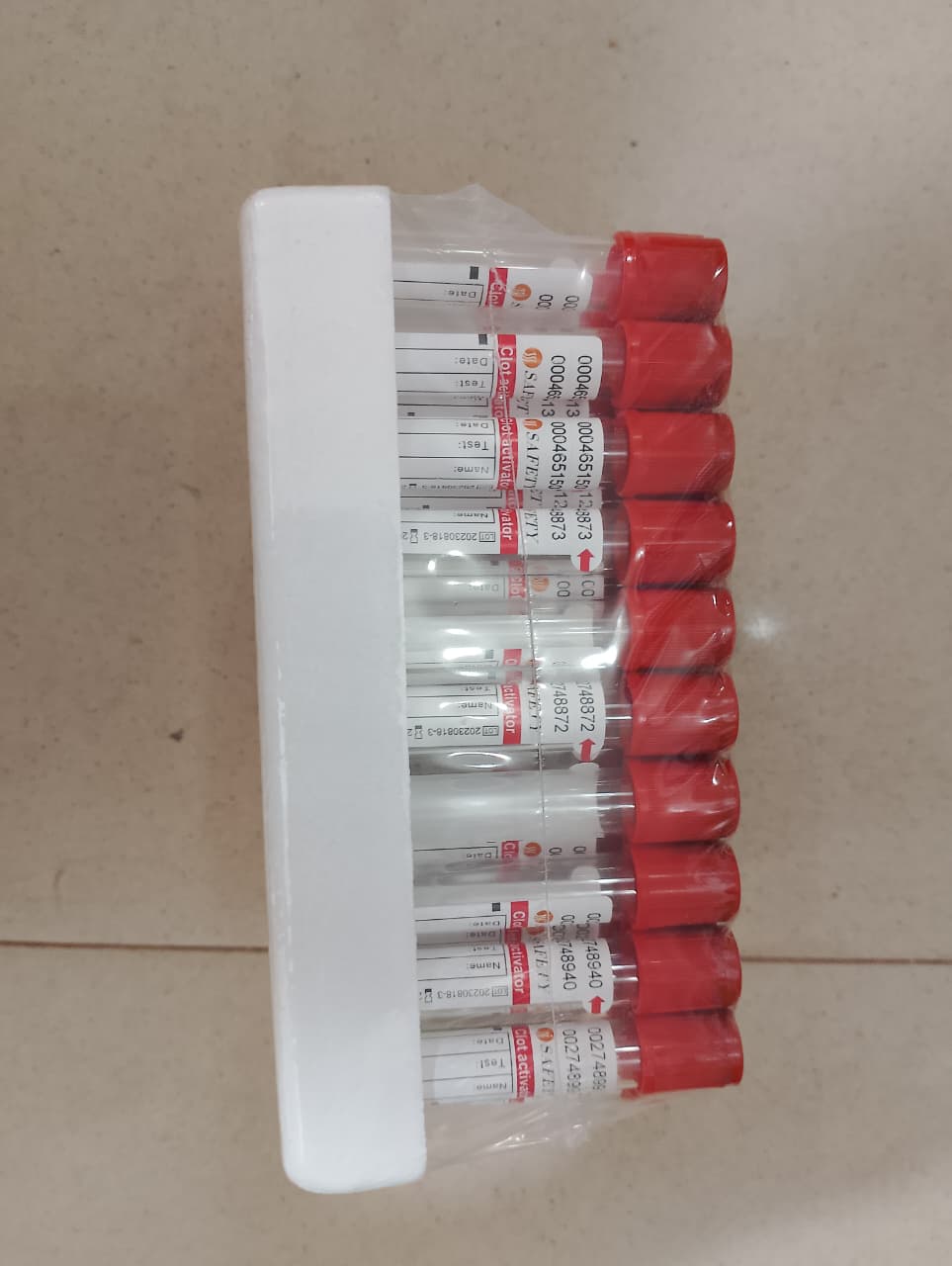 SAFETY Clot Activator Vacuum Blood Collection Tubes (Glass, 3ml, 13x75mm) - Pack of 100