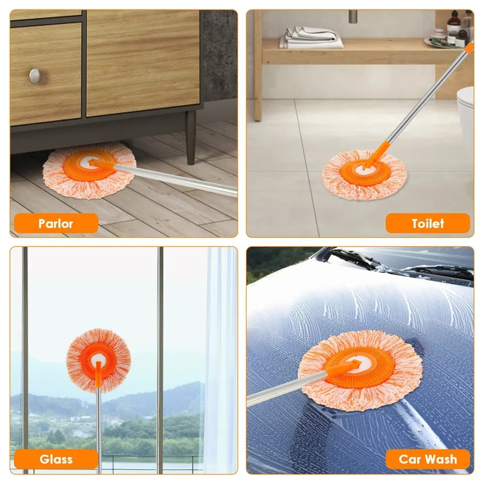 360? Rotating Microfiber Mop | Round Shape | Extendable Adjustable Stick | Floor Cleaning Accessories for Home