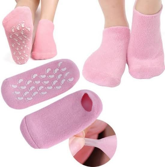 1 Pair Reusable Silicone Spa Gel Socks For Dry Feet And Cracked Heel Treatment �Moisturizing Hydrating Softening And Skin Smoothing Overnight Foot Care (Random Color)
