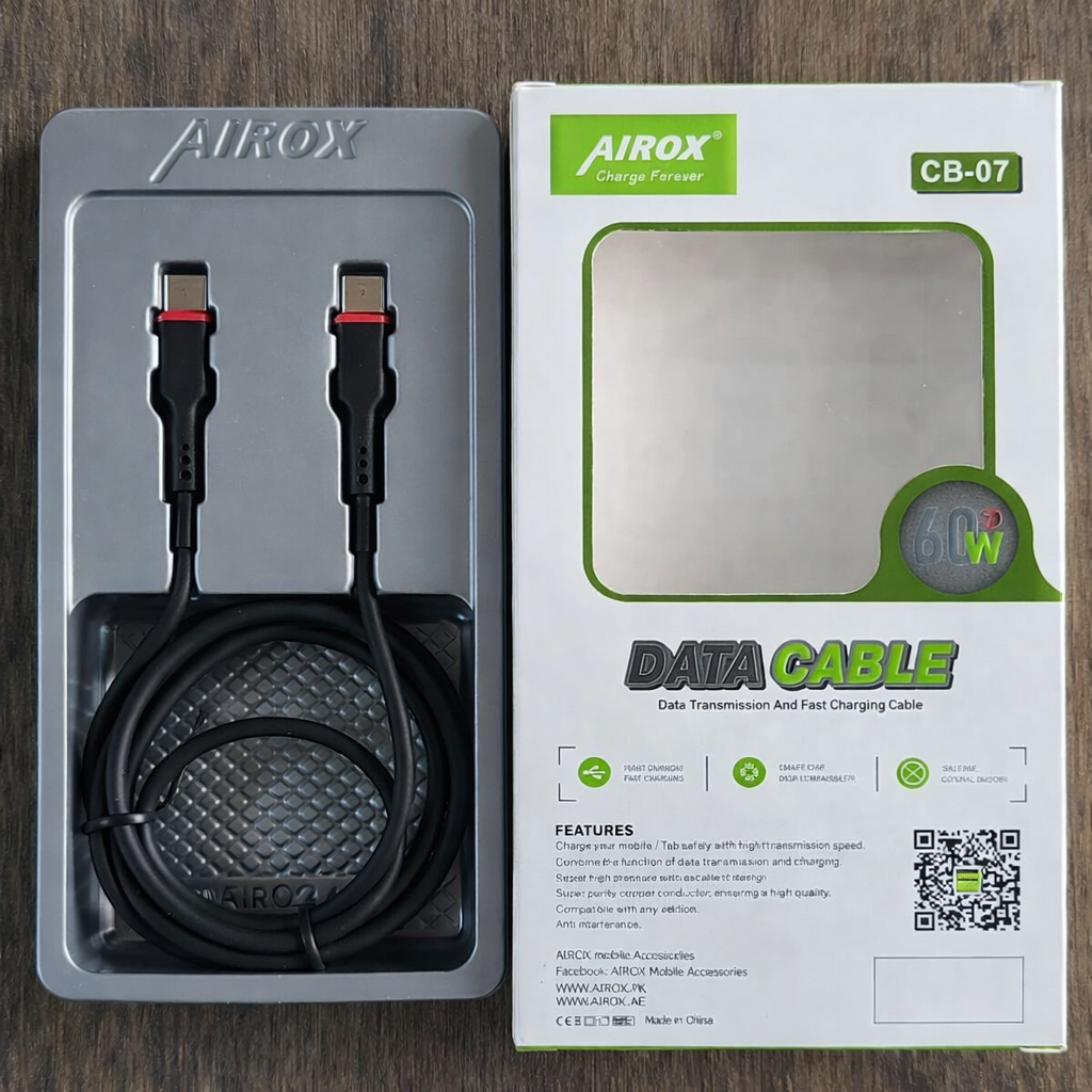 Airox USB Type-C to Type-C 60W Fast Charging Data Cable �Black