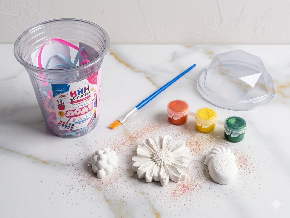 DIY Paint Kit For Kids Creative Play And Party Favors With Unpainted Plaster Figures Daisy Grapes Pineapple