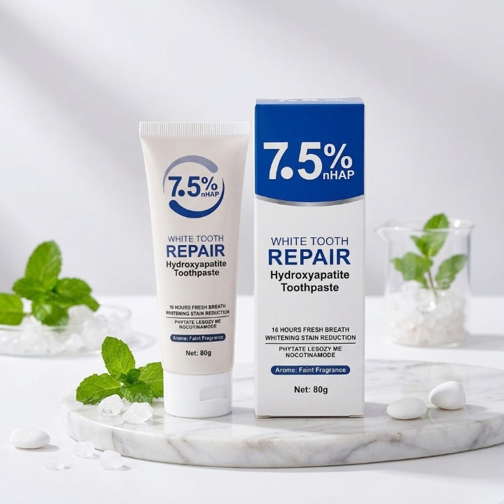 7.5% nHAP White Tooth Repair Toothpaste �Hydroxyapatite Enamel Strengthening & Whitening Formula (80g)