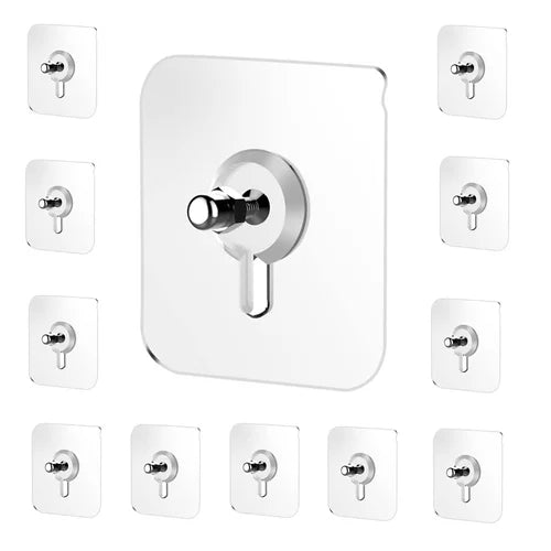 Transparent Self-Adhesive Wall Hooks Sticker �Strong Hold, No Drill, Damage-Free Hanging - Pack of 10