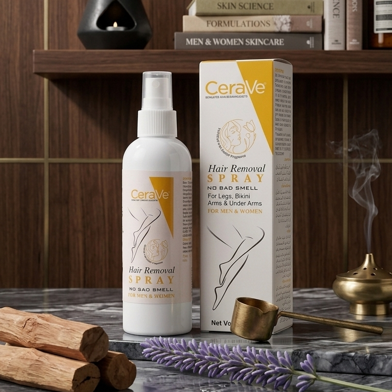 Yellow CeraVe Hair Removal Spray - Gentle Body Hair Eliminator Smooth Skin Depilatory Formula Easy Spray Skincare Product For Men And Women - 150ML