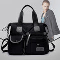 Splitter Handbag for Girls/Women Soft Large Capacity One-shoulder Shopping Bag - Black
