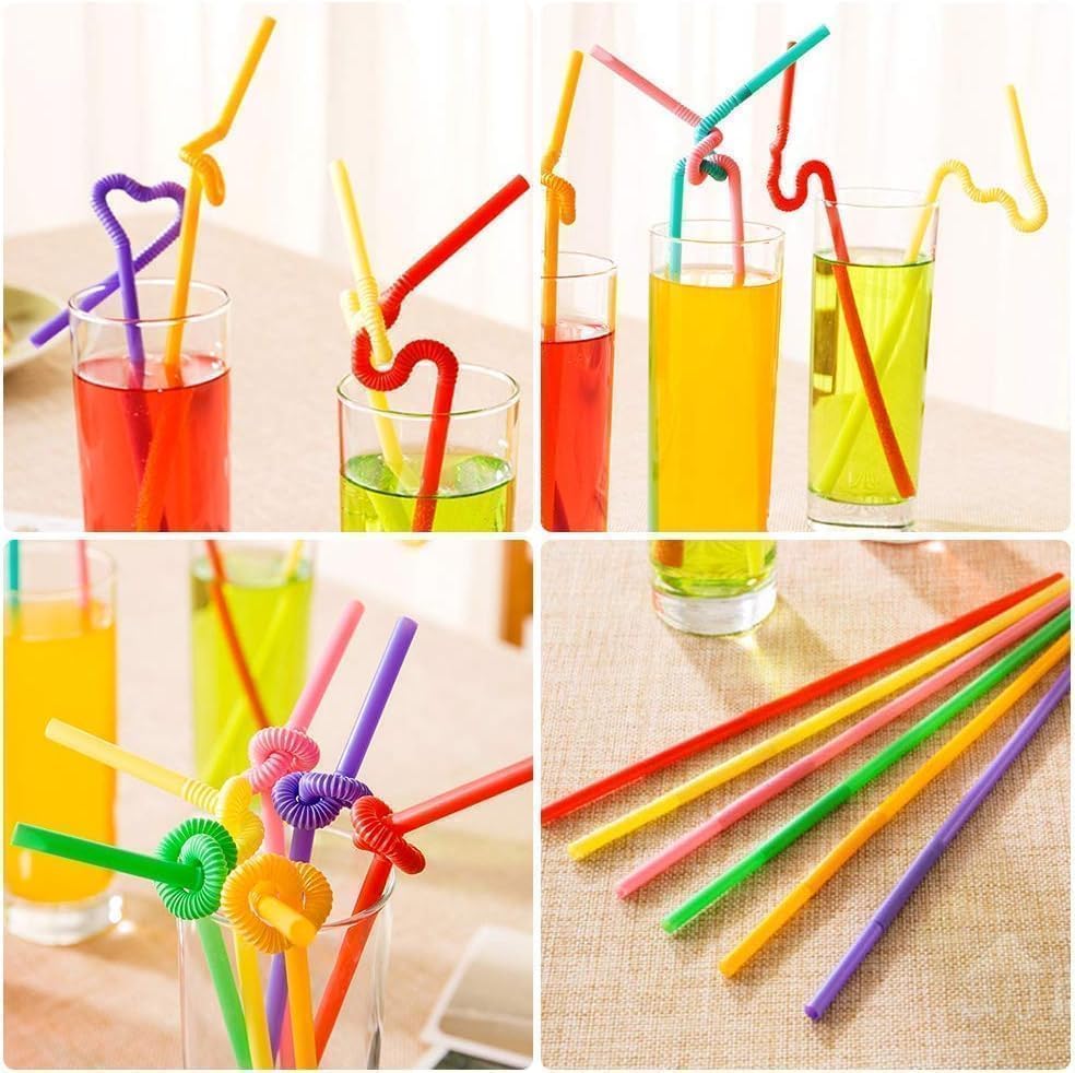 Colorful Flexible Drinking Straws �50 Pcs Disposable Bendy Plastic Straws �Mixed Colors for Parties, Birthdays, Weddings & Events