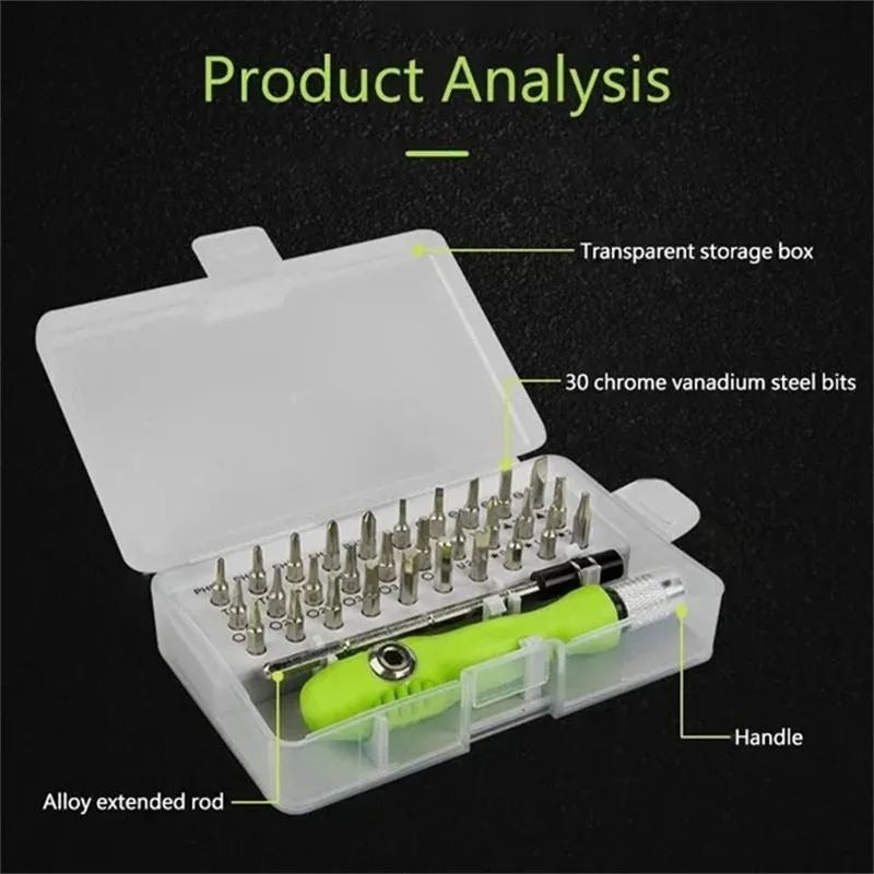 32 In 1 Magnetic Precision Screwdriver Set With Star Torx Phillips Slotted Hex Bits Mini Repair Tool Kit