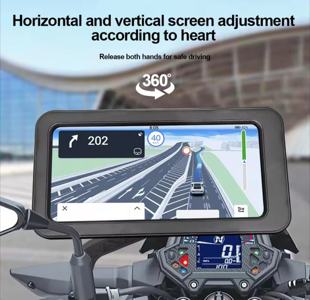 Waterproof Bike Phone Mount - 360? Rotatable Motorcycle & Bicycle Mobile Holder - Adjustable Touch Screen Handlebar Phone Support for All Bikes
