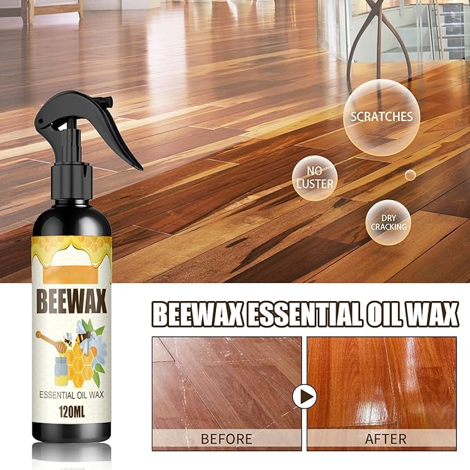 Beeswax Furniture Polish and Cleaner Spray, Natural Micro-Molecularized Beewax (120ml)