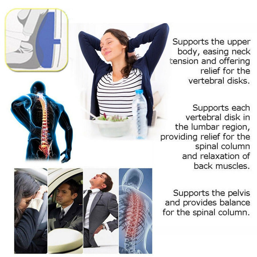 Car Seat Back Relief Lumbar Pain Back Support Pillow Headrest Waist Safety Chair Cushion For Auto Vehicle - High Quality
