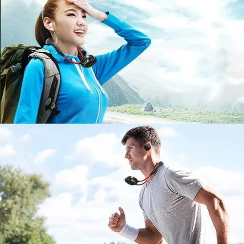 Rechargeable 3 Speed Neck Fan - Hanging Sports Neck Fan Heavy Duty Rechargeable Portable Hands Free Wearable Cooling Device (Random Color)