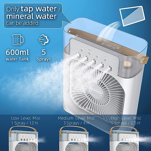 (10 inch big size ) 3 In 1 Air Humidifier Cooling Usb Fan Led Night Light Water Mist Fun Humidification Fan Spray Electric Fan ( random color)