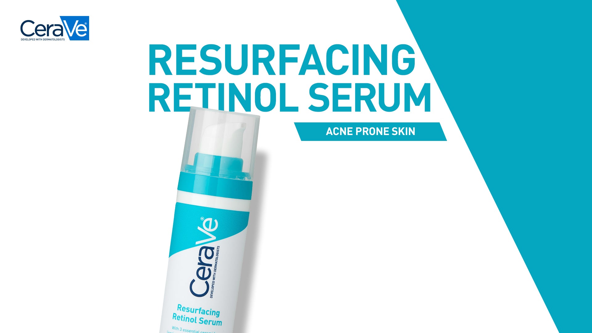 CeraVe Resurfacing Retinol Serum For Post Acne Marks, Formulated With Licorice Root Extract &amp; Niacinamide, Brightening Serum &amp; Pore Minimizer For Face, Post Acne Skin Barrier Repair, Non-Comedogenic - 30ml