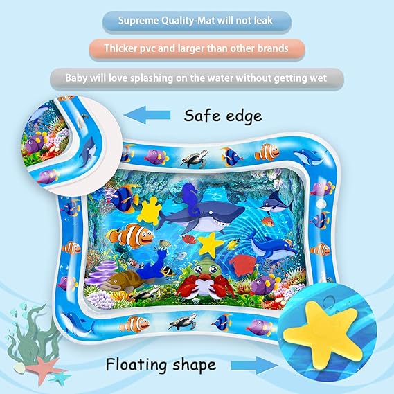 Inflatable Leakproof Tummy Time Water Mat for Kids �Safe & Fun Baby Play Mat (Random Color)