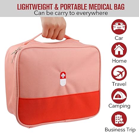 Empty Medicine Pills Storage Box Organizer | First Aid Kit Medicine Bag Portable Waterproof Outdoor Travel (Random color)