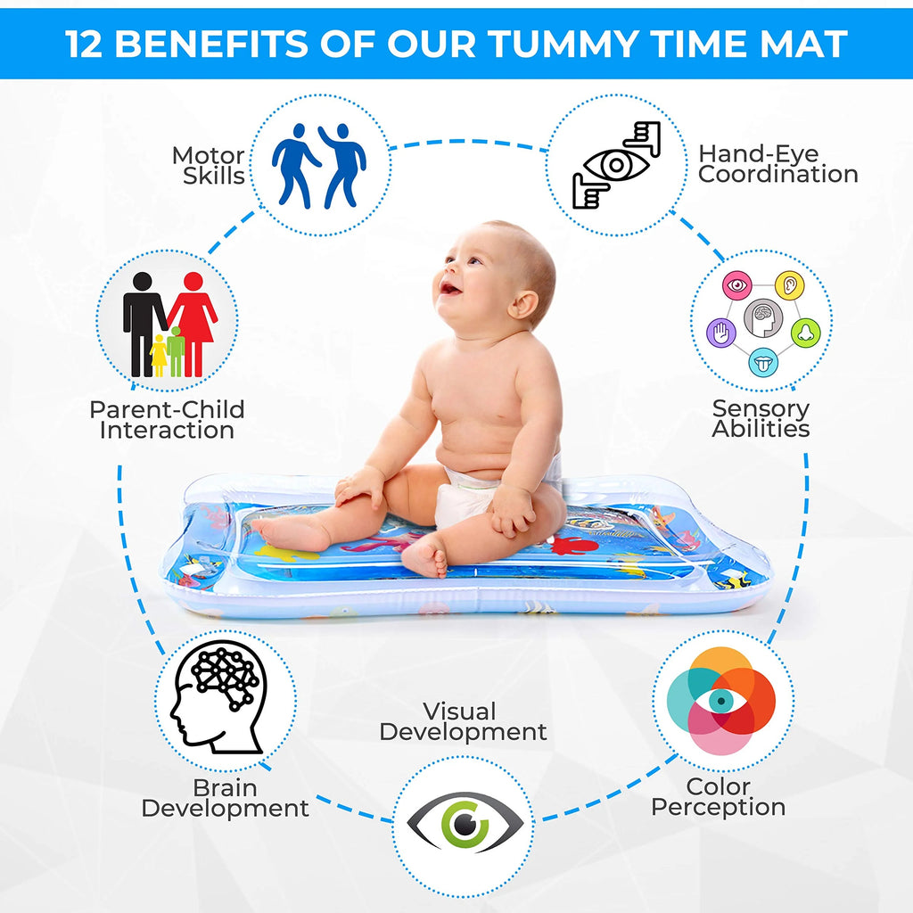 Inflatable Water Play Mat �Premium Baby Toy for Infants & Toddlers (3�4 Months), Muscle Strengthening & Sensory Development, 27.4x21.5x2.2 inch (Random Color)