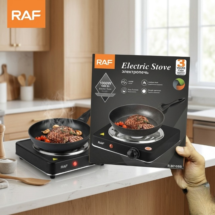 RAF 1000W Single Electric Stove �Portable Adjustable Temperature Control & Overheat Protection