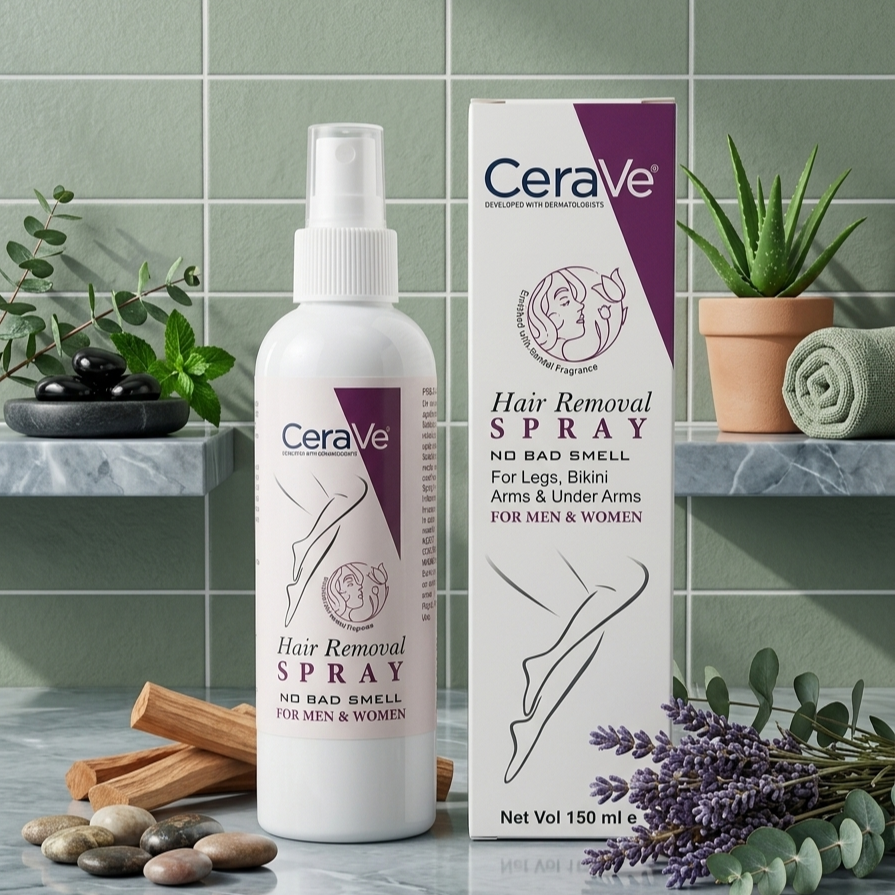 Purple CeraVe Hair Removal Spray - Gentle Body Hair Eliminator Smooth Skin Depilatory Formula Easy Spray Skincare Product For Men And Women - 150ML