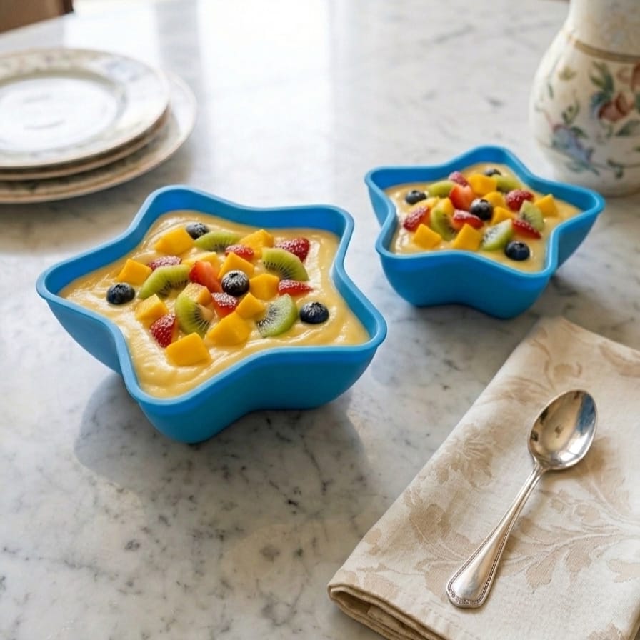 1 PCs Custard Star Bowl Elegant Design Dessert Serving Bowl for Custard Pudding Fruit and Sweets (Random Color)