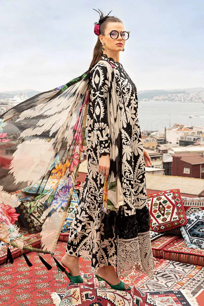 Elegant 3 Piece Embroidered Lawn Suit with Digital Print & Printed Chiffon Dupatta �Unstitched Summer Collection