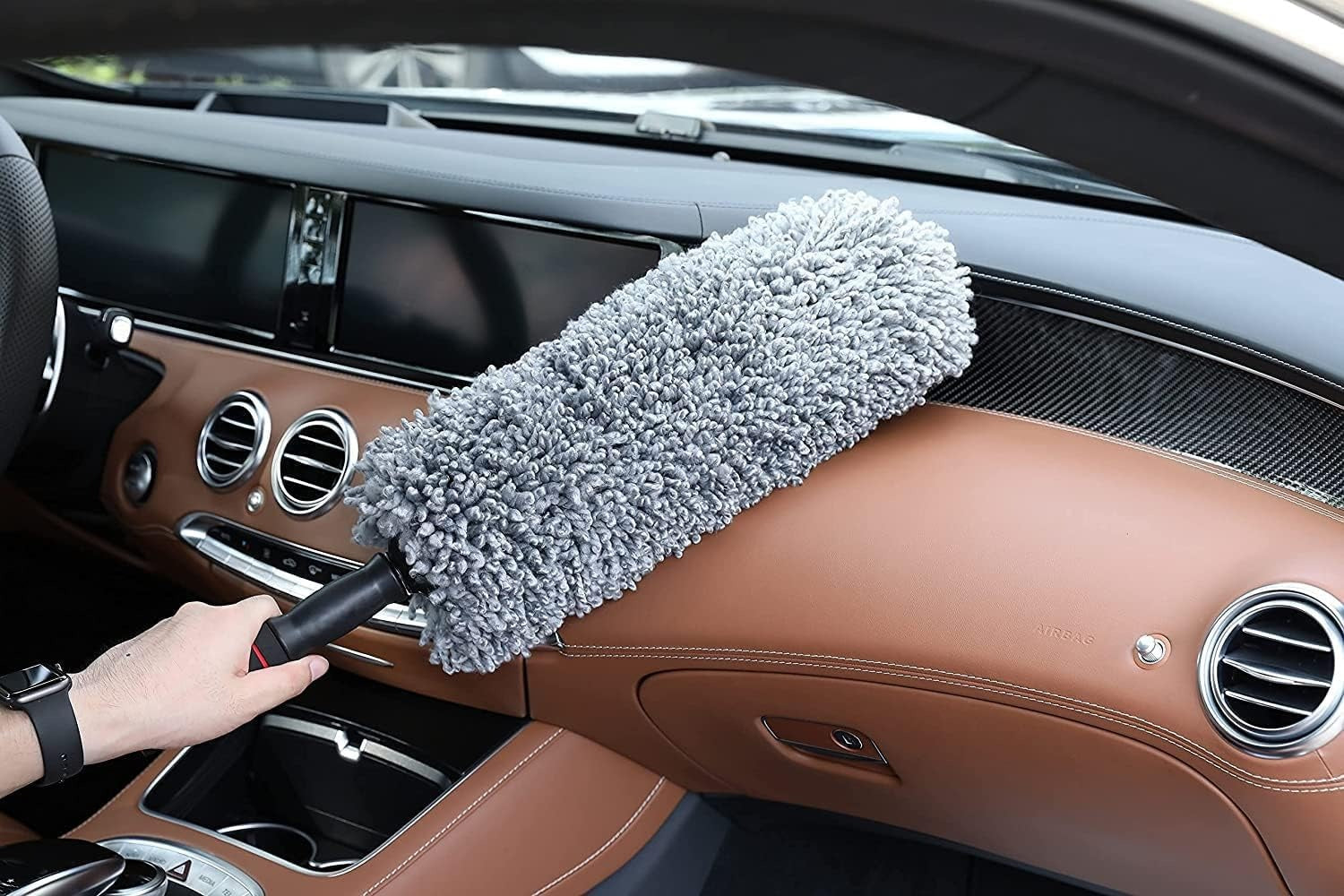 Premium Microfiber Car Duster Kit with Telescopic Handle �Scratch-Free Interior & Exterior Cleaning Brush for Cars, SUVs, Trucks & Home Use