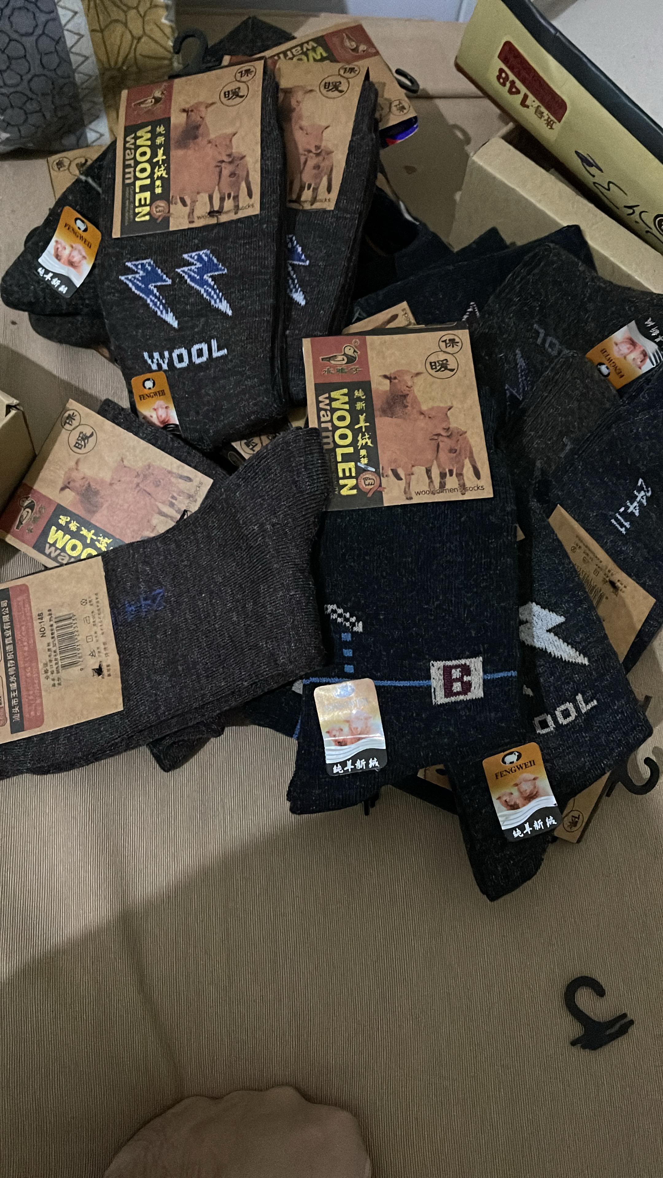Wool Socks for Men Winter Socks Full Size Long Mixed Color Design 2 pack