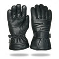 Men? Genuine Sheep Leather Winter Gloves �Black Motorcycle Riding Gloves with Warm Lining