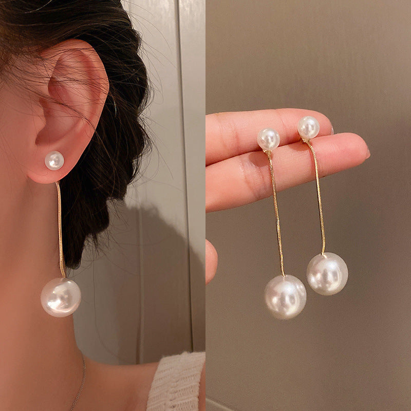 AWJ-157 Elegant Pearl Hanging Korean Earrings �Stylish, Lightweight & Trendy Fashion Jewelry for Women  silver