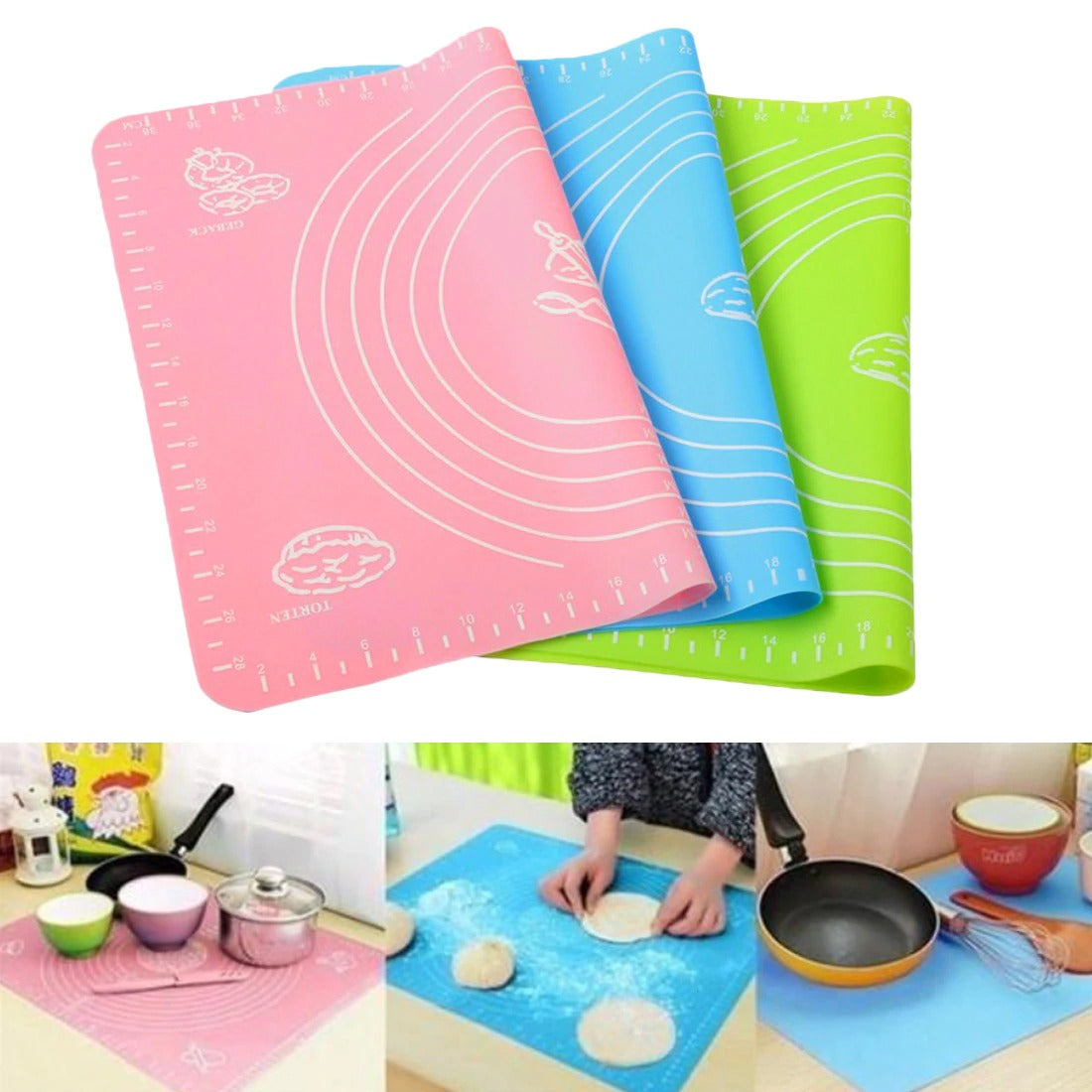 Silicone Baking Roti Mat | Heat Resistant | Non-Stick Dough Pad with Measurements | Random Color