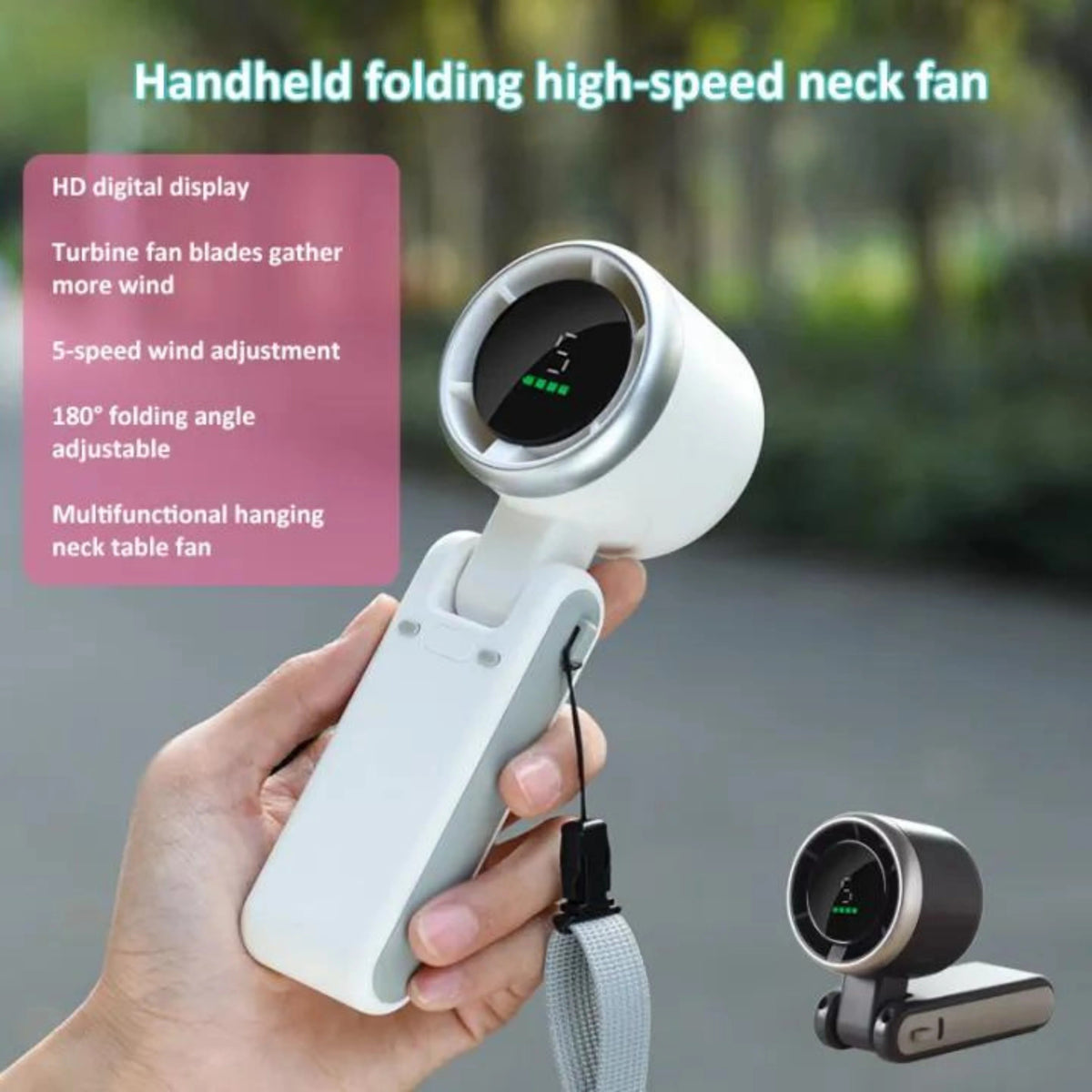 Handheld Folding Turbo Fan With 5 Speed – photo 3