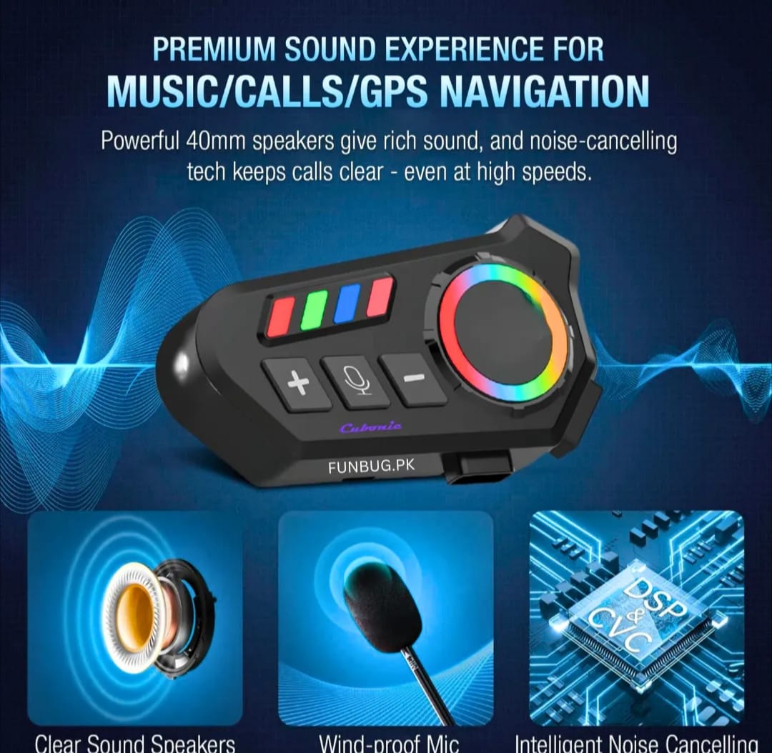 K06A Motorcycle Helmet Bluetooth Headset �BT 6.0 Wireless Earphone with CVC Intelligent Noise Reduction, IP67 Waterproof, 800mAh Battery & Type-C Fast Charging