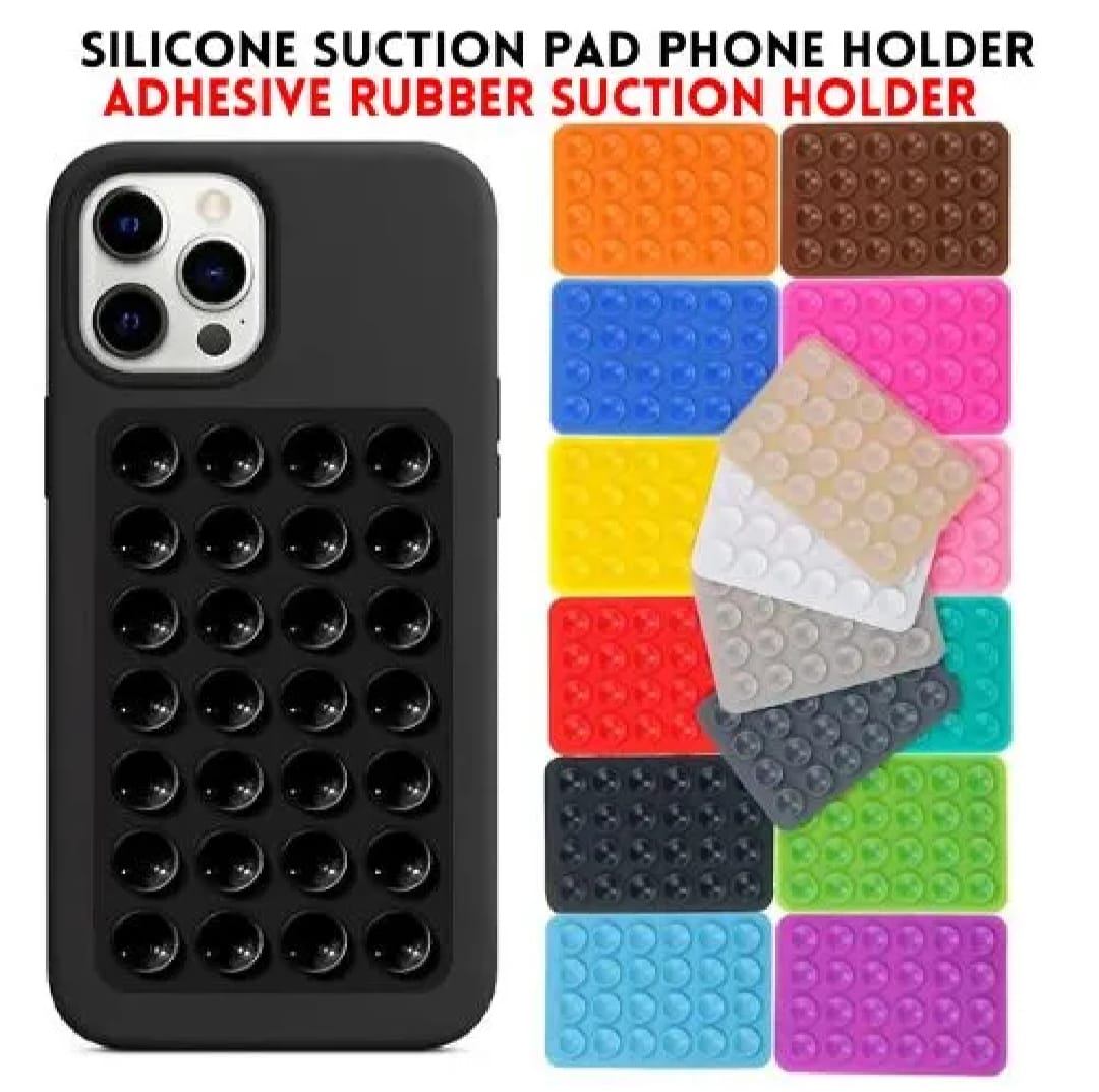 1 PCs Double Side Silicone Suction Pad Phone Holder �Self-Adhesive Square Rubber Grip Pad for All Mobiles & Tablets (Random Color)