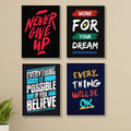 Set of 4 Motivational Wall Art Frames �8x11" MDF with Sticky Backing