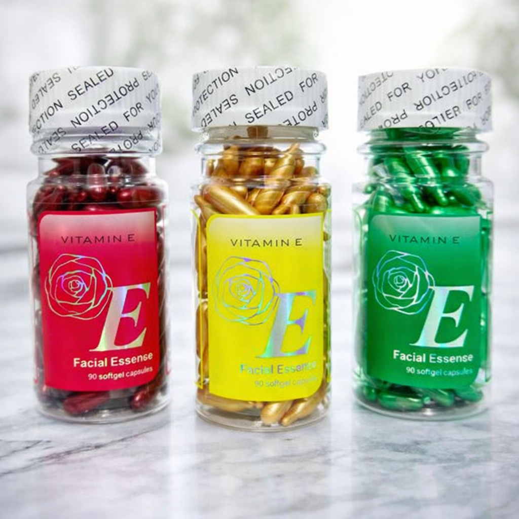 Vitamin E Facial Essence Softgel Capsules �Deep Hydrating, Anti-Aging & Skin Brightening Face Serum Capsules for Radiant Skin
