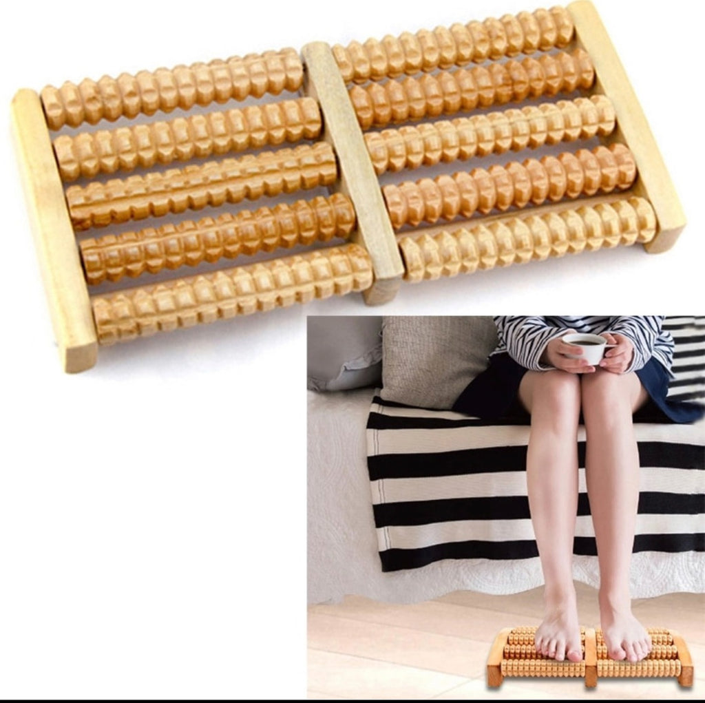 Traditional Wooden Roller Foot Massager Durable Natural Wood Design For Relaxation Stress Relief And Improved Blood Circulation