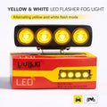 4 Lens Flasher Fog Light 40W �Dual Color White & Yellow LED Strobe Light for Bike & Car (DC 9V�0V) | Pack of 1