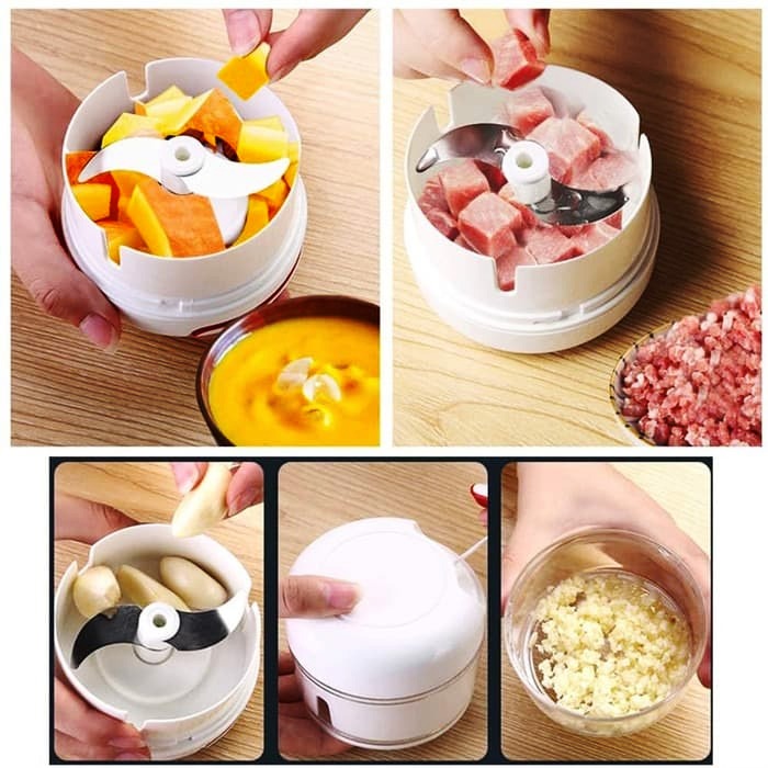 Mini Food Chopper �Hand-Powered Meat Grinder, Mincer, Mixer & Blender for Fruits, Vegetables, Nuts, and Meat | Powerful & Portable Kitchen Tool