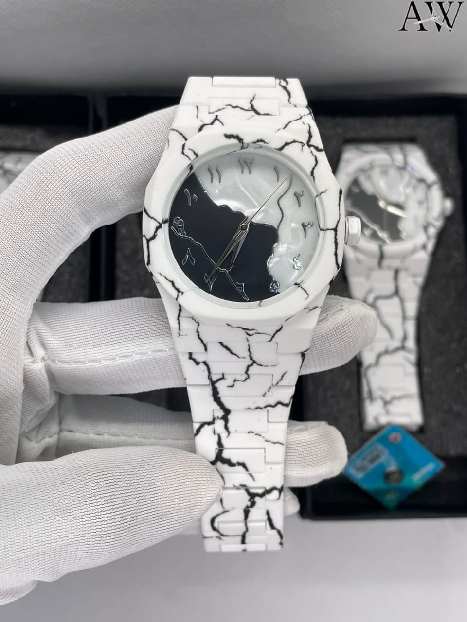 New Arrival Arabic Aura White Marble Edition Watch for Men & Women �Premium Quartz Analog Wrist Watch with Unique Marble Strap