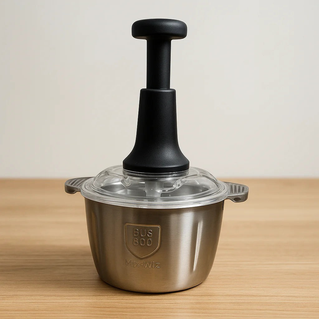 Assorted Stainless Steel Manual Food Chopper 2L �Multi Purpose Vegetable Fruit And Nut Cutter With Hand Push Blades
