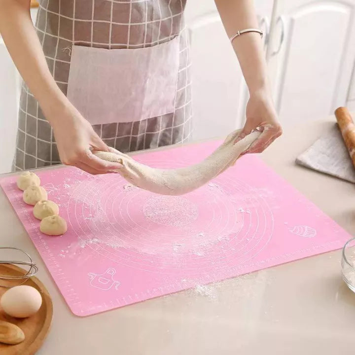 Silicone Baking Roti Mat With Measurements Heat Resistant | Non Stick Flour Rolling Mat | Baking Kneading Dough Pad Big size (Random Color)