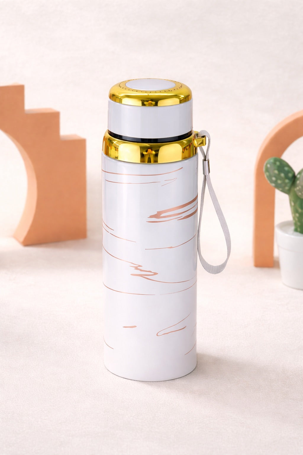 Premium Marble Print Stainless Steel Water Bottle - Elegant Vacuum Insulated Flask - Random Color - 800ml
