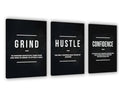 set of 3 Motivational sticky canvas frames for wall decore / sticky phototiles for office and home workplace