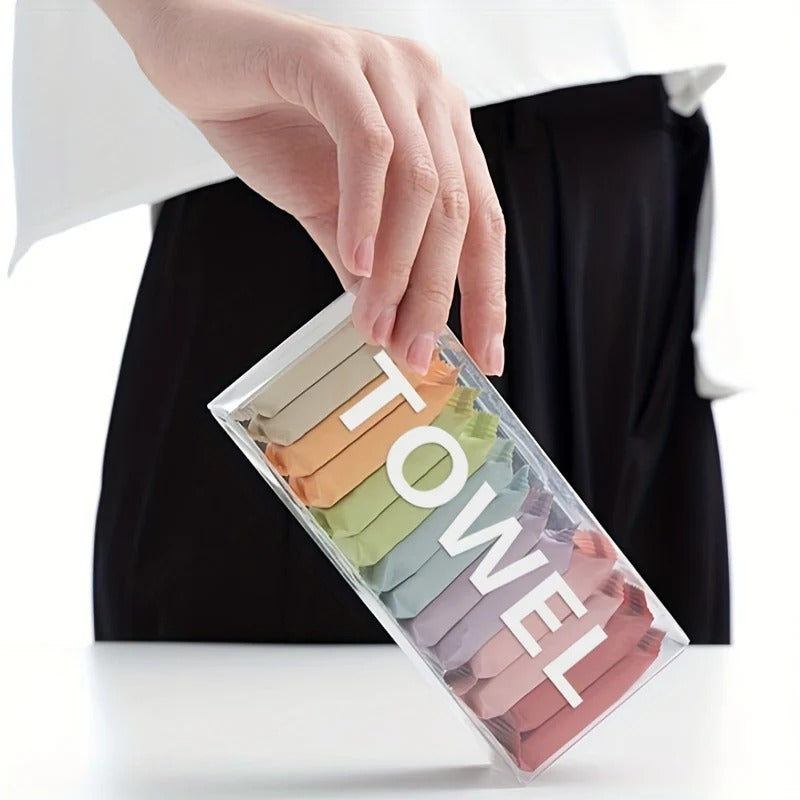 14 Pcs Compressed Travel Disposable Face Towel �Portable Coin Tissue Towels for Travel, Gym, Hotel & Outdoor Use