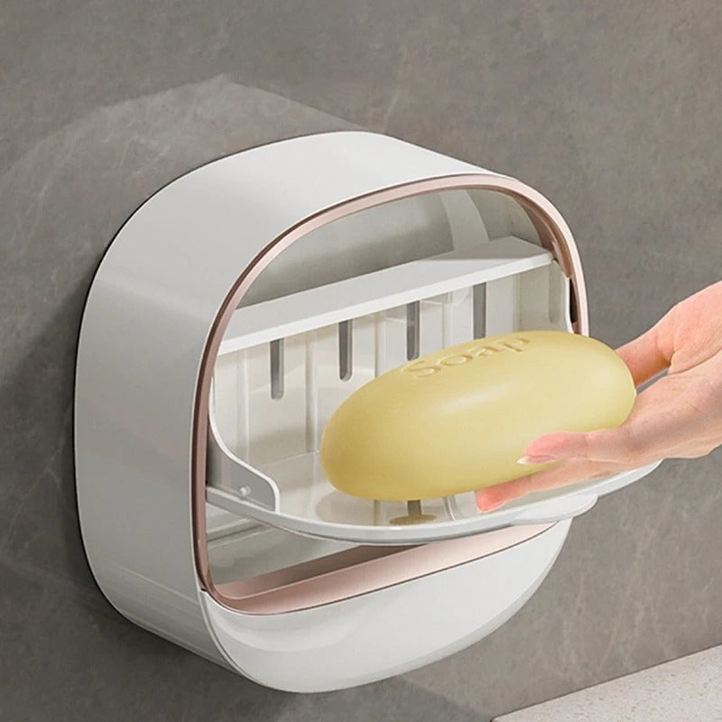1PC Soap Box Wall Mounted Light Luxury Soap Holder Punch Free Drain Laundry Soap Box Easy Cleaning | Random Colour