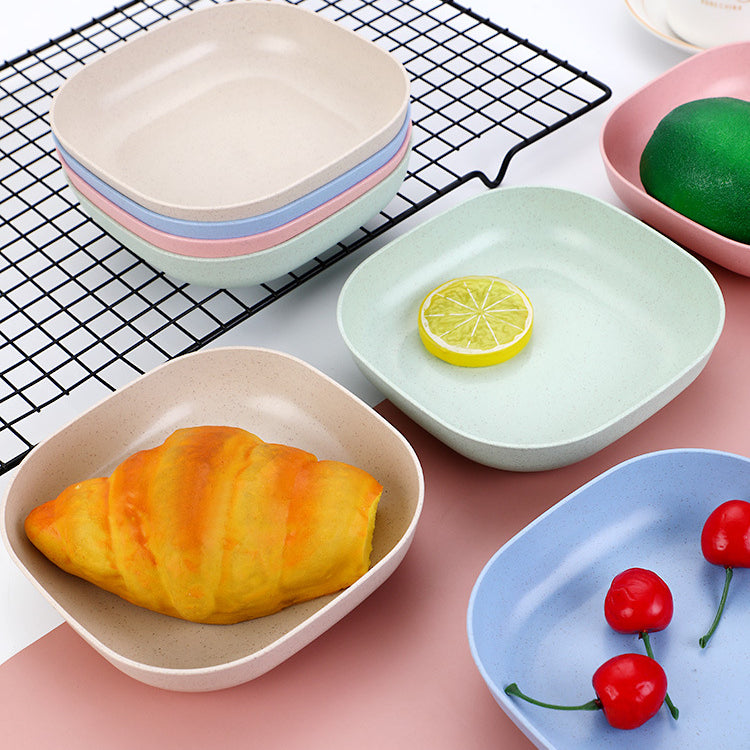 Plate Set Pack of 10 Durable Plastic Plates for Dining Serving Reusable Kitchen Plates Set (Random Color)