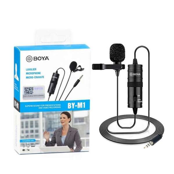 Boya BY M1 Professional Lavalier Lapel Microphone 3.5mm Clip On Mic For Android Smartphone DSLR Camera PC Audio Video Recording
