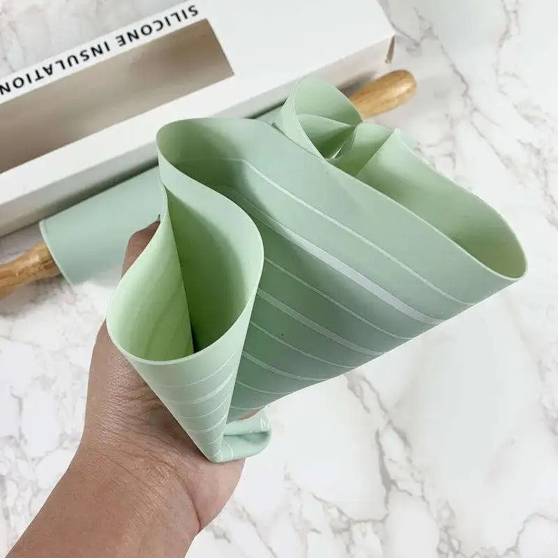 Silicone Dough Mat With Rolling Pin Set | Extra Thick Non-Slip Baking Mat For Pizza & Bread | Random Color