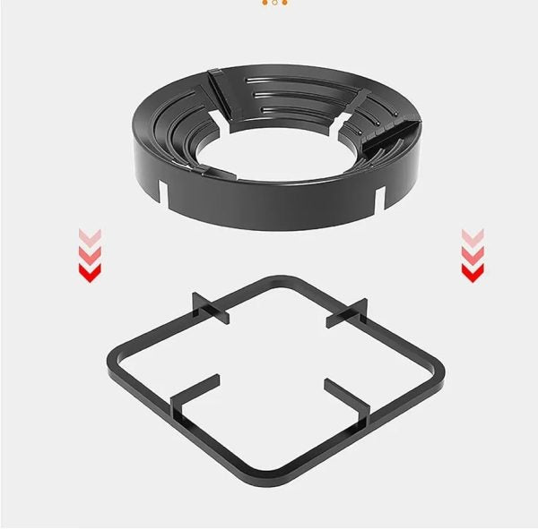 Gas Stove Burner Stand | Non-Slip Bracket | 3D Windproof Hood | Universal Cast Iron Cook Top Parts