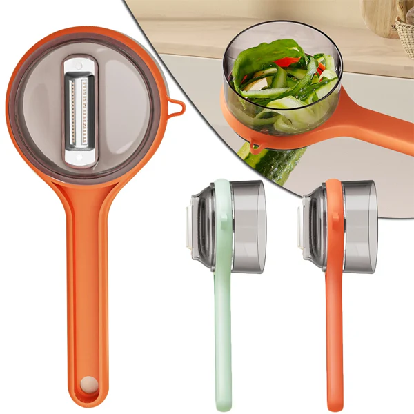 Multi-Functional Vegetable & Fruit Peeler | With Integrated Storage Container | Easy Kitchen Tool - 7 inches (Random Colour)