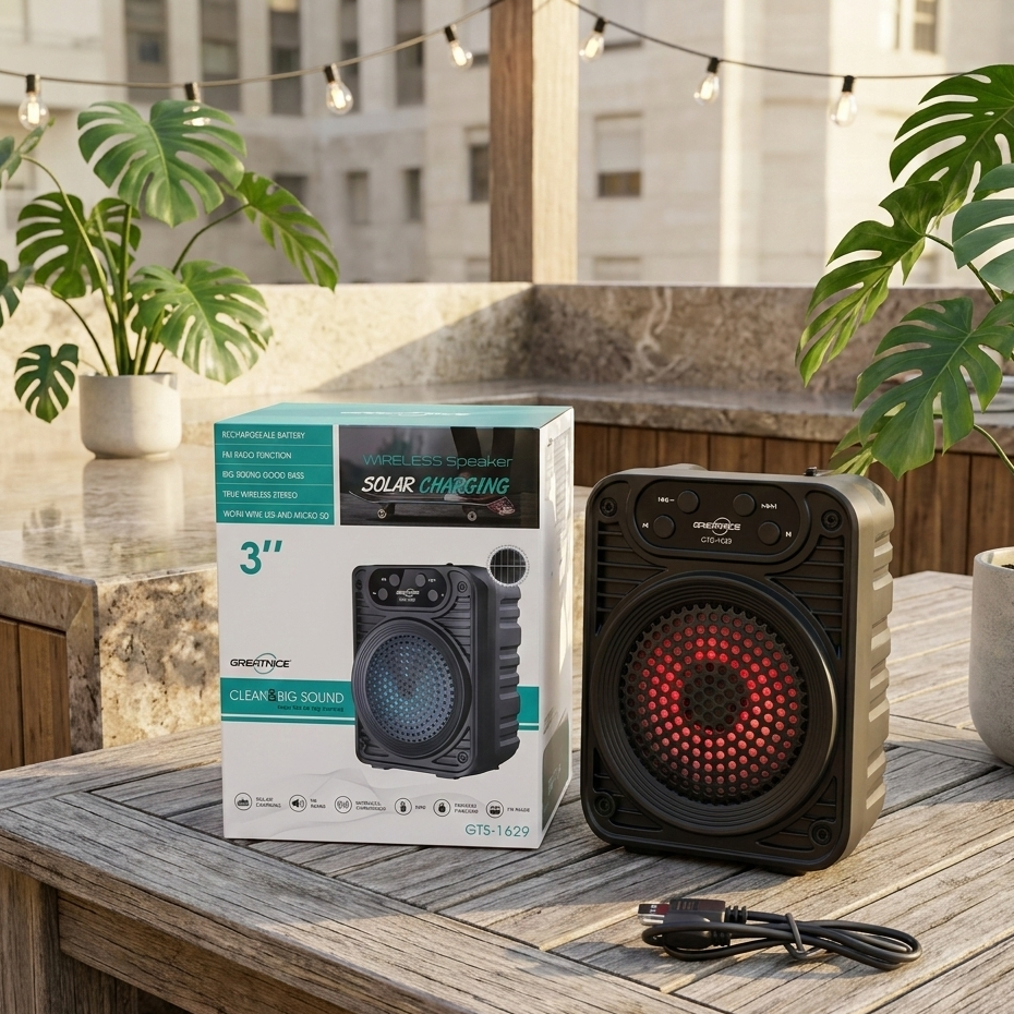 GTS-1629 Portable Wireless Speaker | 3-Inch Super Bass | Splash Proof Bluetooth Speaker with TF/USB/FM | 1200mAh Battery